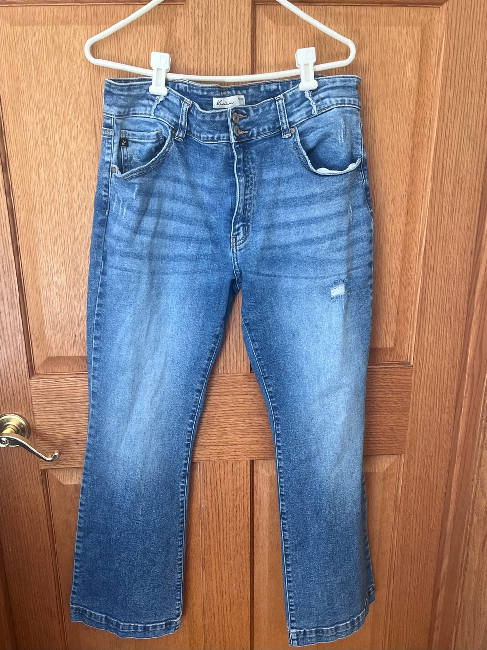 Kancan Women’s Blue Cropped flare leg Jeans